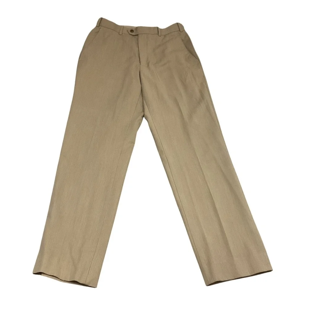 Adolfo‎ Suit Mens 32x29 Tan 2-Piece Interview Blazer Trousers Textured Khaki
